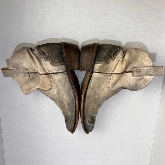 Diesel Booties Womens Leather Western Stacked Heel Distressed Boho - Picture 7 of 16